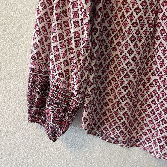 M.A.B.E Women's Blouse Size XS Cotton Viti Printed Top Whimsical Cottage Boho - Picture 8 of 15